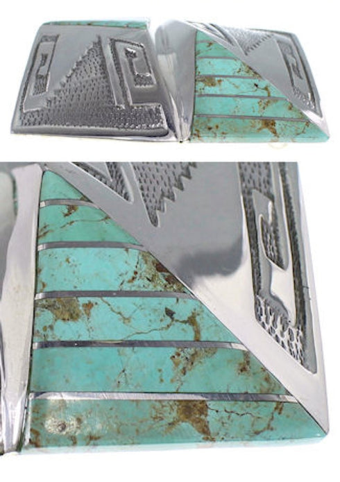 Water Wave Turquoise Inlay Sterling Silver Jewelry Belt Buckle AW75369
